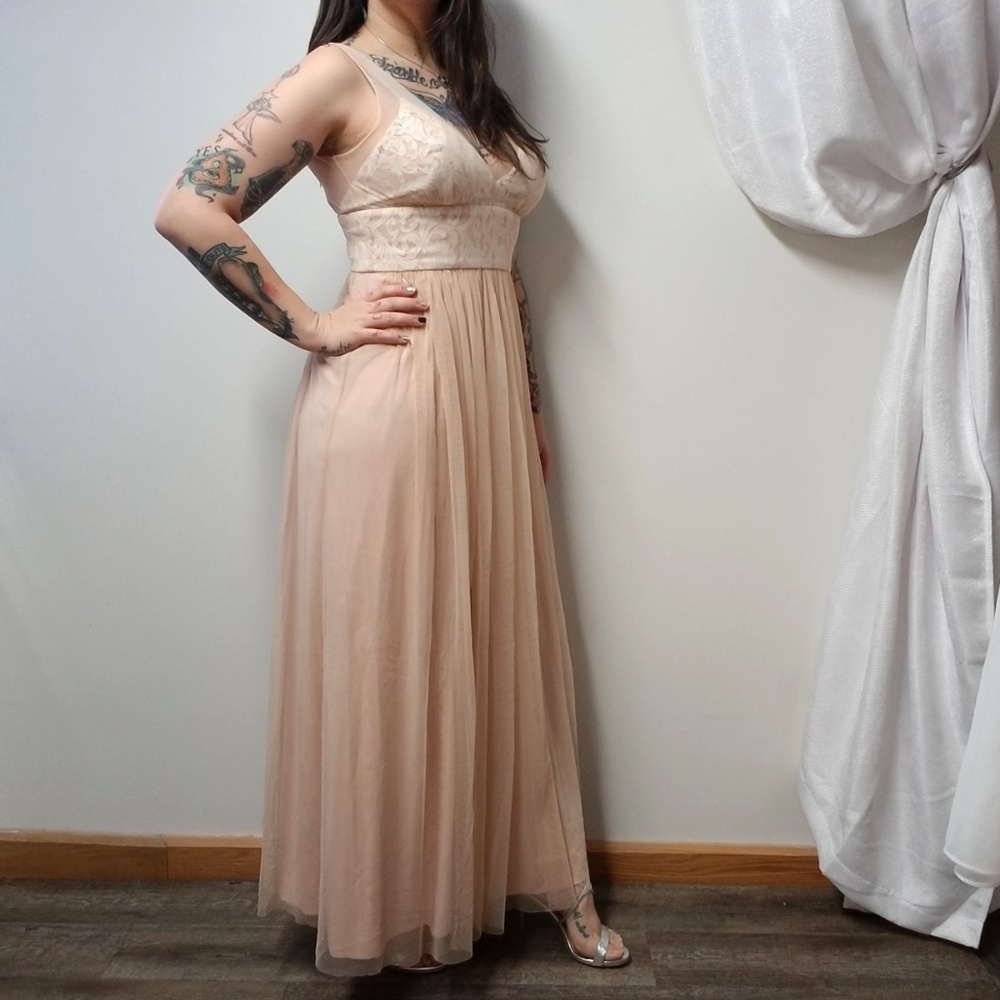 {bhldn} HITHERTO Brit Dress Blush Pink Lace Tulle - Picture 5 of 8